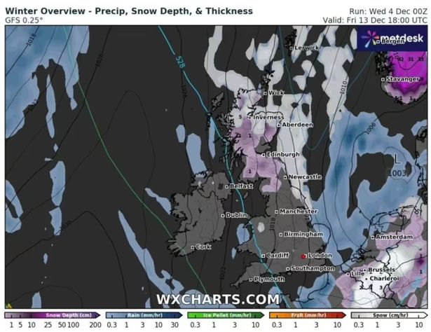 新的降雪天气地图显示了确切的日期550英里的冰墙环绕着英国